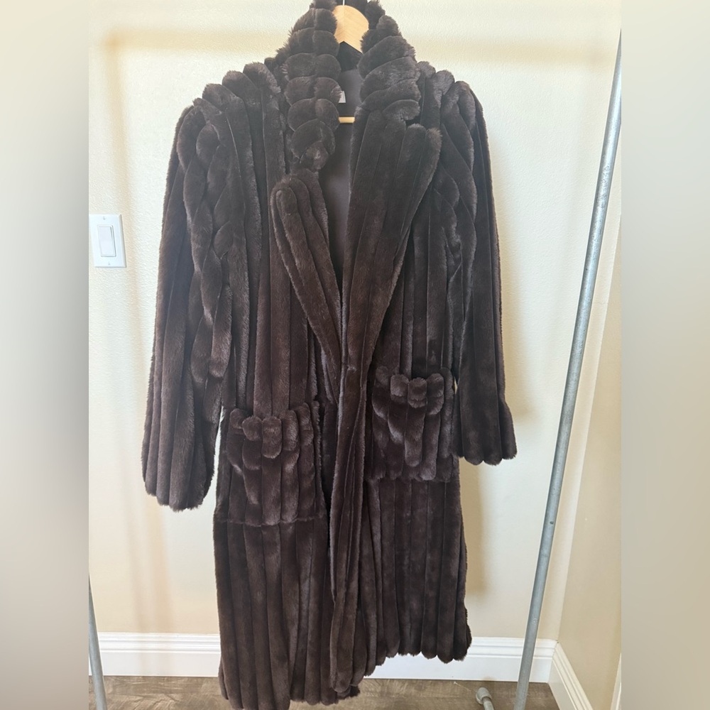 Dark Brown Faux Fur Coat